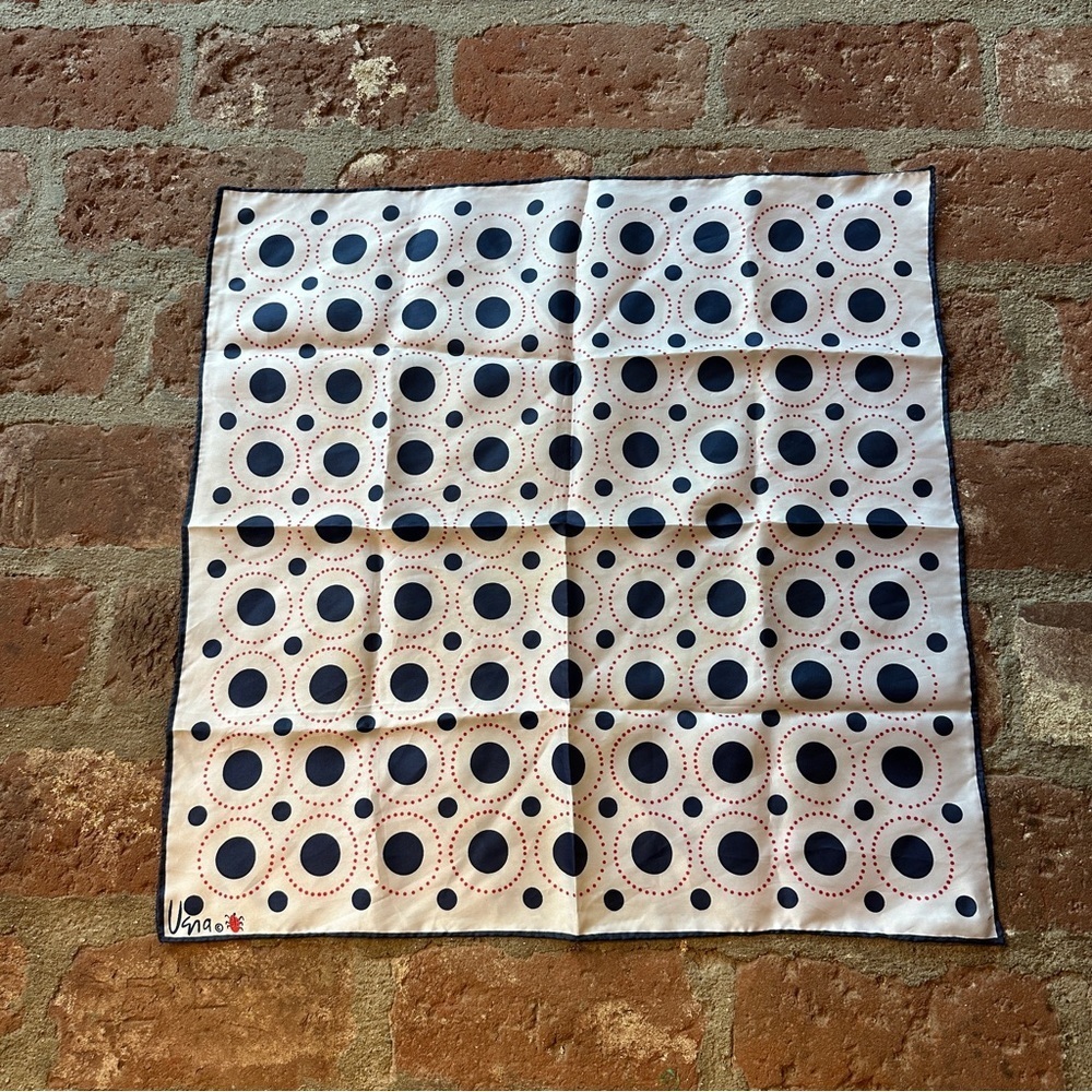 Vera Neuman Vintage Polka Dot Silk Scarf Navy Red White